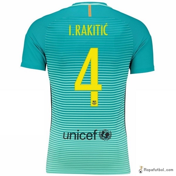 Camiseta Barcelona Replica Tercera Ropa I.Rakitic 2016/17 Claro Azul